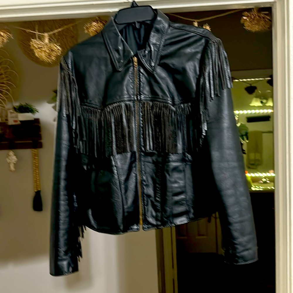 AUTHENTIC LEATHER fringed women’s motorcycle jacket
